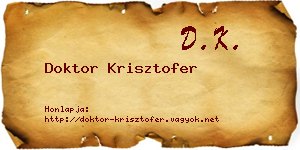 Doktor Krisztofer névjegykártya
